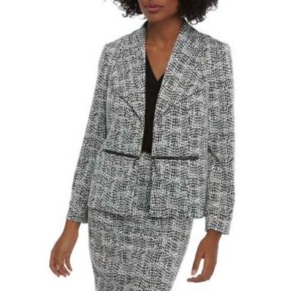 NWT Women Kasper Jacquard Wing-Collar Jacket Size 4